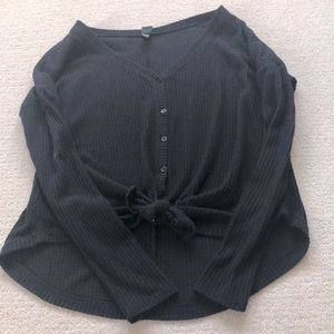 waffle button down tie top